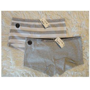 NEW Aeropostale Live Love Dream Boyshort Cotton Panties 2 Pair Pack